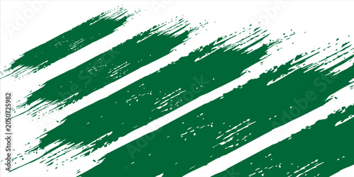 Green grunge brush stroke texture with rough paint streaks and distressed abstract effect isolated on a transparent background.