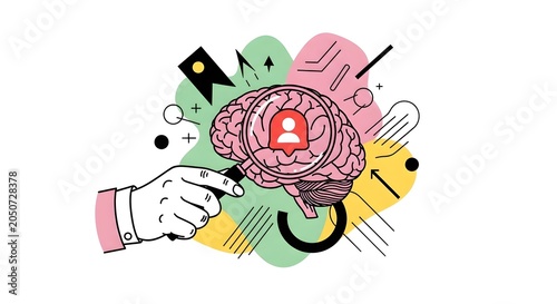 Brain Research, Cognitive Science, Psychology Concept, Human Mind Analysis, Medical Illustration