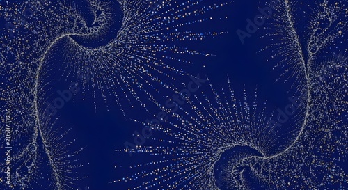 Abstract fractal pattern, intricate digital art, deep blue background, scientific visualization, complex organic shapes, generative design