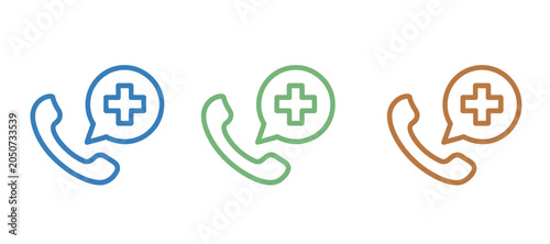 Cuadro en lienzo Emergency call icon set representing urgent communication, SOS assistance, hotli