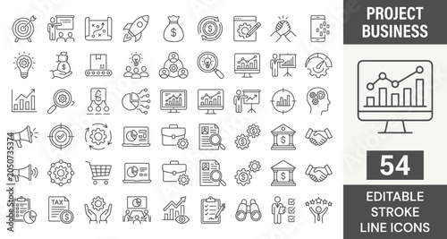 Tableau sur toile Project business icon set