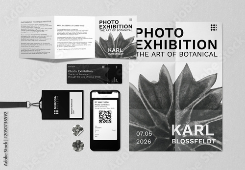 Botanical Photo Exhibition Materials Mockup PSD