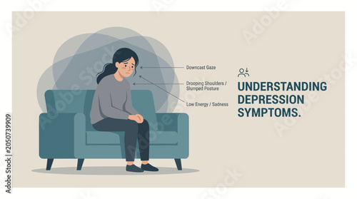 Bilde på lerret Portrait of a Person Suffering Depression Symptoms in a Quiet Living Room, Reflecting Mental Health Struggles and Hope