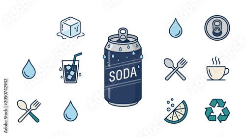 Collection of beverage and dining icon symbols.
