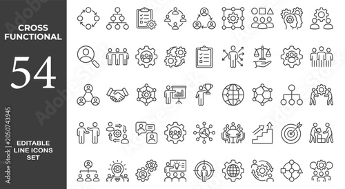 Canvastavla Cross functional line editable icon set