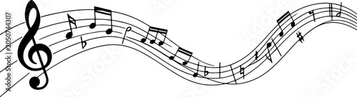 Photos Musical notes and clef illustration a black and white vector design on a white b