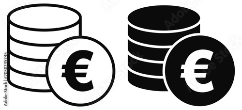 euro coin stack money icon representing financial savings wealth banking currency investment