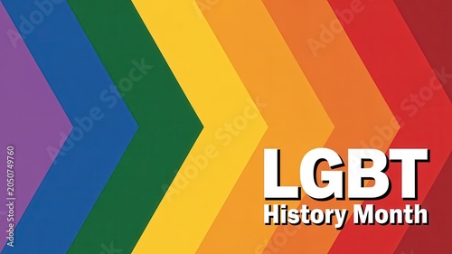 LGBT History Month banner with rainbow chevron arrow pattern