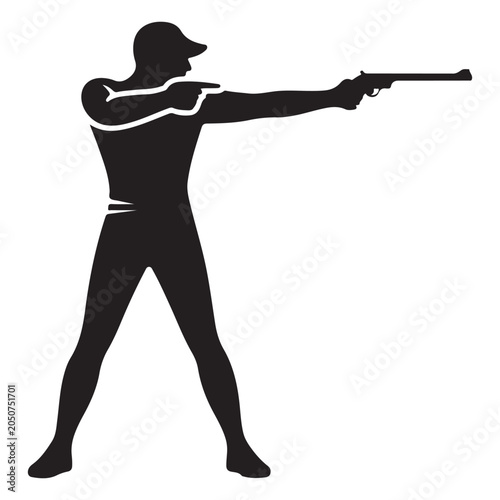 Canvastavla Pistol shooter target aiming shooting sport marksman solid vector silhouette