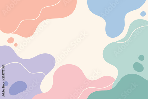 Pastel Abstract Organic Background with Fluid Shapes and Minimal Curves