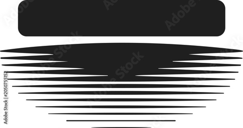 Obraz na plátně Minimalist black and white sunset icon depicting a serene sun reflecting over calm ocean water in a tranquil setting