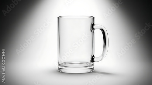 Isolated empty clear glass beer mug with handle for mockup and branding showcase