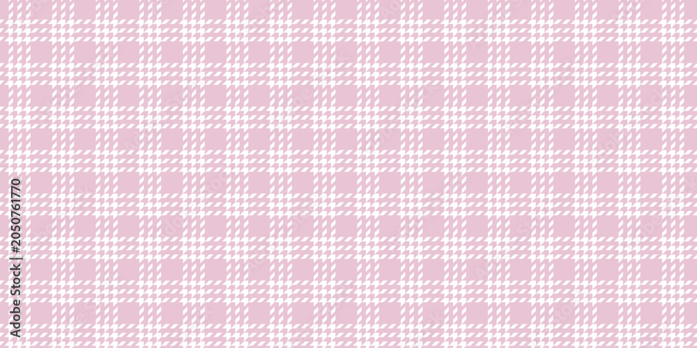 Naklejka premium Seamless houndstooth inspired pattern in soft pink and white tones, elegant repeating geometric texture with classic fashion character for textiles, wallpaper and refined decor theme