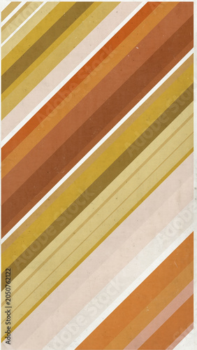 The image features diagonal stripes in earthy tones including brown, beige, yellow, and orange, creating a geometric pattern with a textured appearance.