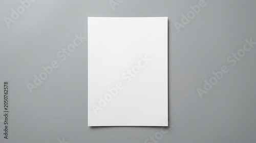 Isolated empty white paper sheet on grey background for professional stationery branding mockup resume document presentation layout