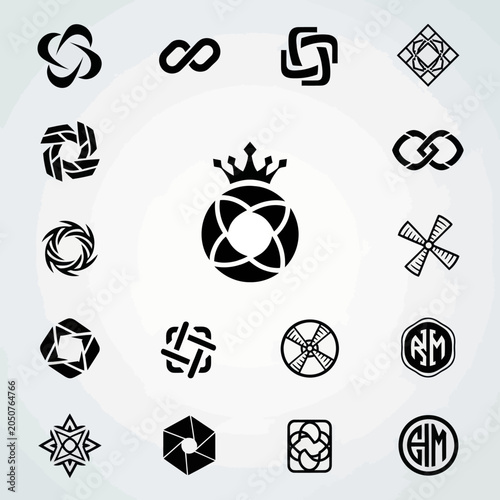 Abstract Geometric Logos and Icons Collection - Black and White