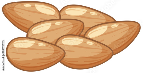 Vector Illustration of a Small Pile of Raw Brown Almonds
