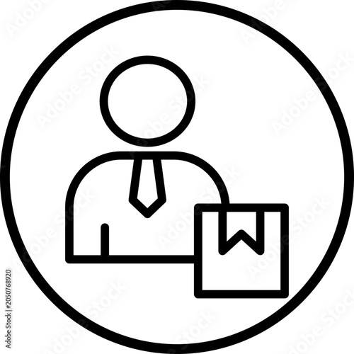 Delivery Man Line Icon Style
