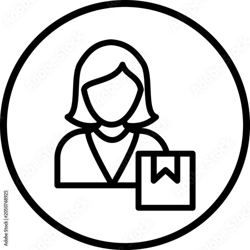 Delivery Women Line Icon Style