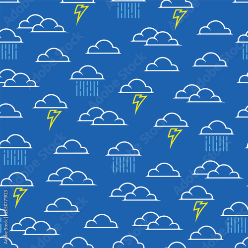 outline forecast weather clouds icon seamless pattern background vector