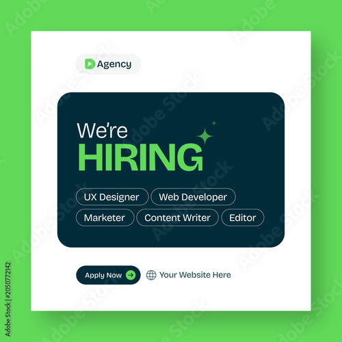 We are hiring job vacancy web banner and social media post template