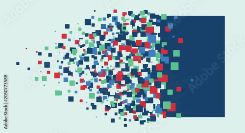 Photos Abstract geometric disintegration vector, colorful square pixels exploding from