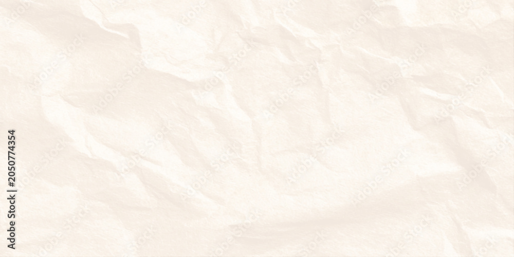 Fototapeta premium Crumpled beige paper texture background with soft folds and creases for design and craft projects