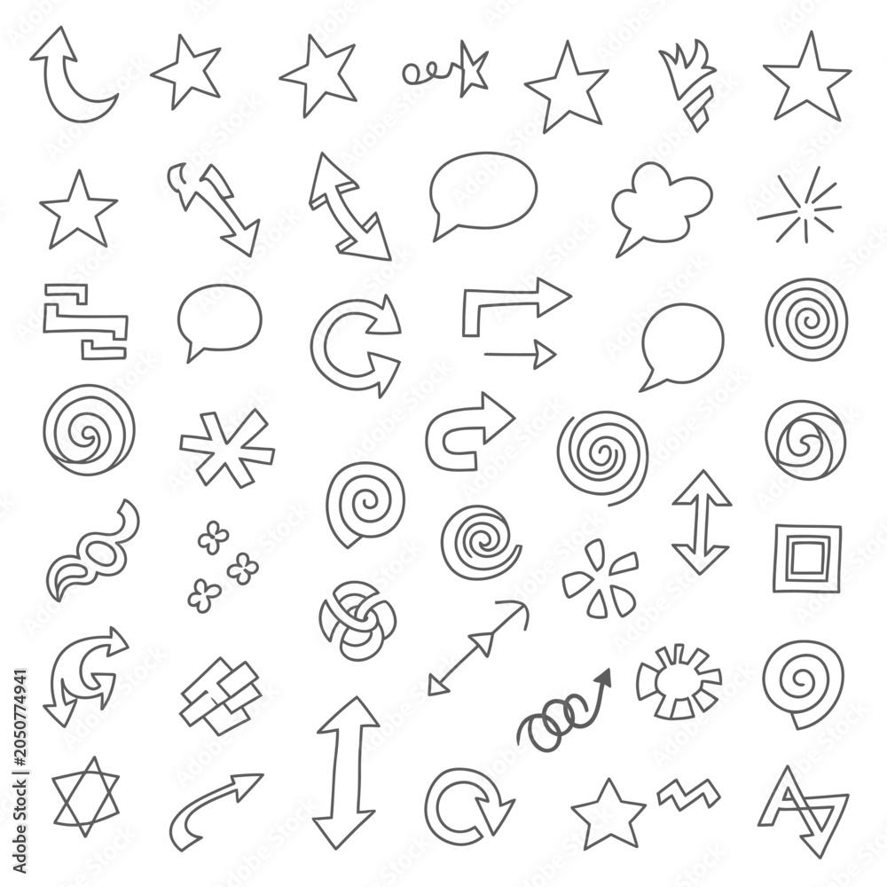 Fototapeta premium Set of Various Hand-drawn Symbols and Shapes
