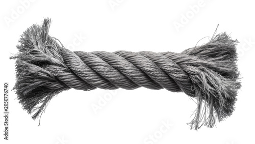 Fotografía Thick gray twisted rope with frayed ends