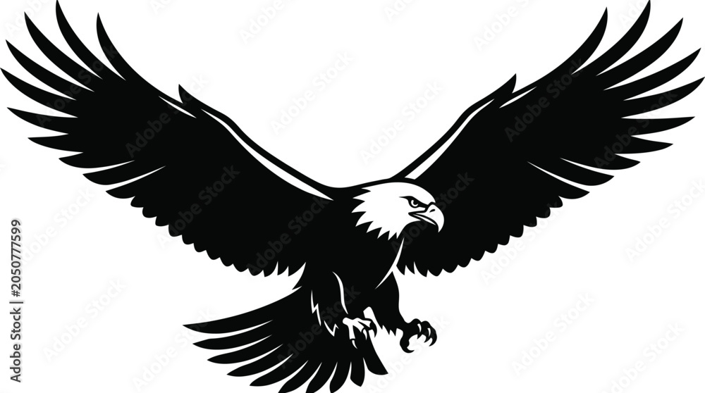 Fototapeta premium Bald eagle flying vector illustration silhouette