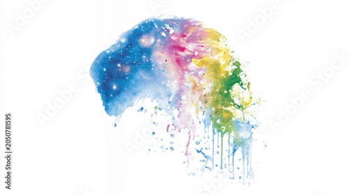 Abstract watercolor galaxy painting with vibrant colors
