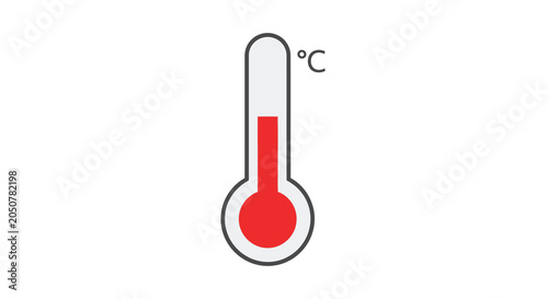 Thermometer with celsius scale flat vector illustration on white background