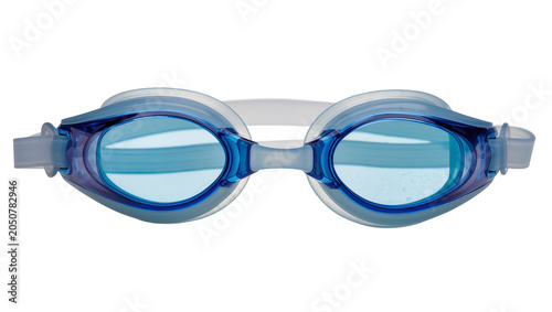 Billede på lærred Blue swimming goggles with clear lenses and adjustable strap