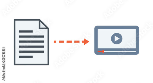 Document to video conversion icon flat two color style