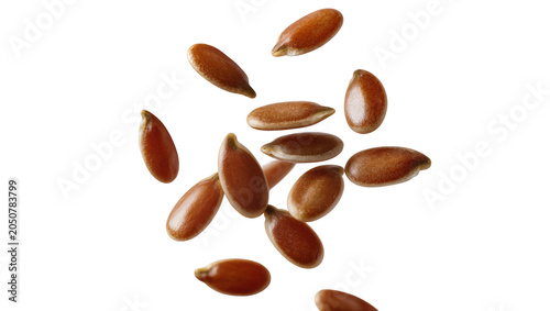 Принти на полотні Scattered brown flax seeds close-up