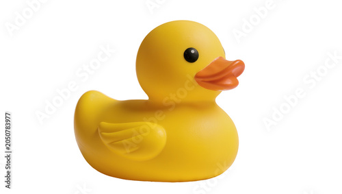 Tableau sur toile Yellow rubber duck toy with orange beak and black eye