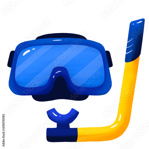 Konstfotografi mask and snorkel summer hand drawn illustration