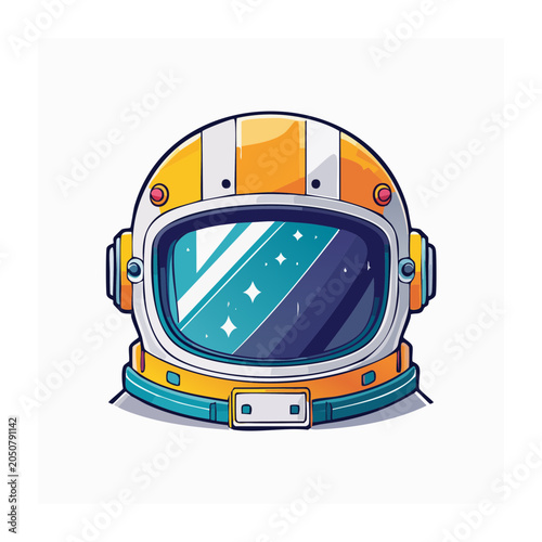 Stylized astronaut helmet with space reflection