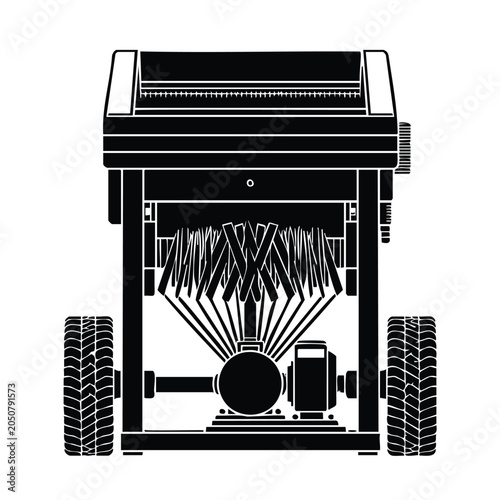 Bild auf Leinwand Industrial heavy duty threshing combine harvester machine on white background