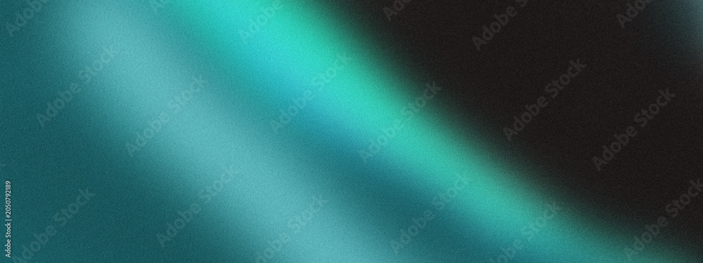 Fototapeta premium Abstract background with a diagonal gradient of teal and cyan light on a dark, grainy, textured surface, creating a modern and sleek aesthetic