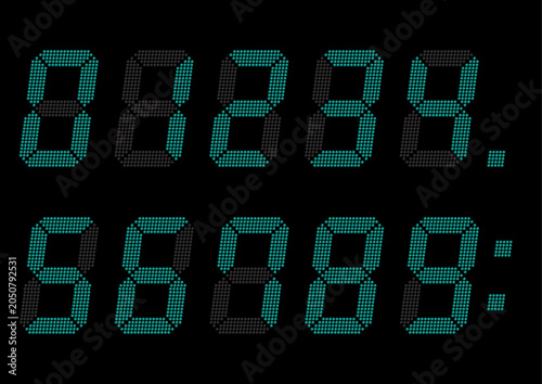 電光掲示板デジタル斜体緑数字 黒バック