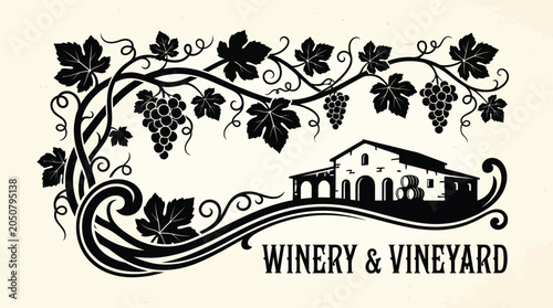 Vintage Winery and Vineyard Vector Label Design