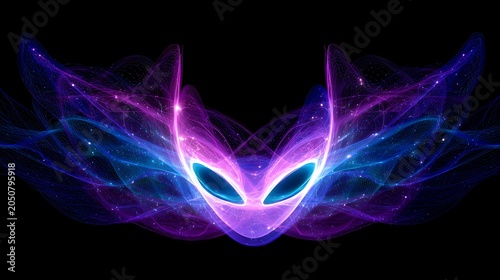 Glowing alien head with vibrant cosmic energy