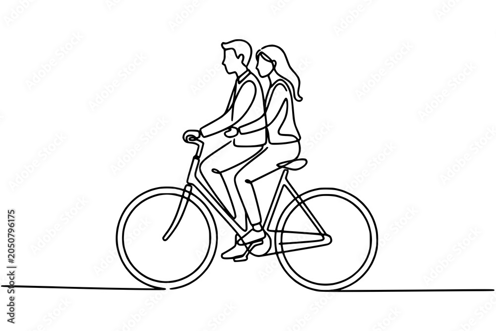 Fototapeta premium silhouette of a girl riding a bicycle