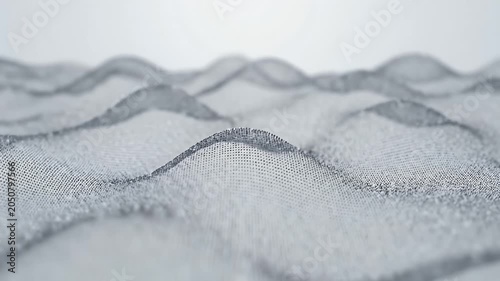 Futuristic Silver Metallic Mesh Wave Abstract Technology Network Data Background