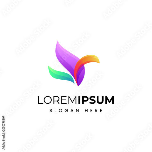 abstract bird logo with beautiful colorful vector design style