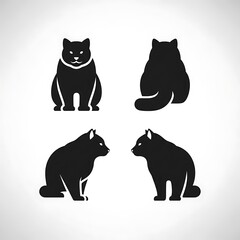 Four black cat silhouettes in various poses.