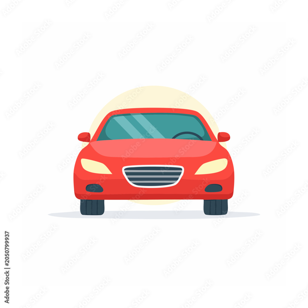 Fototapeta premium Flat design illustration of a red car front view
