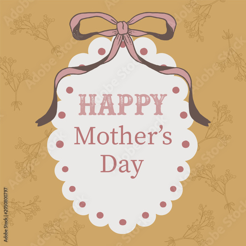 Mother Day Label Bow Vector Card Background