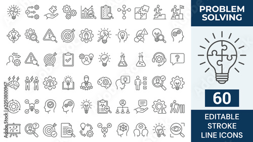 Schilderij op canvas Problem Solving line editable icon set